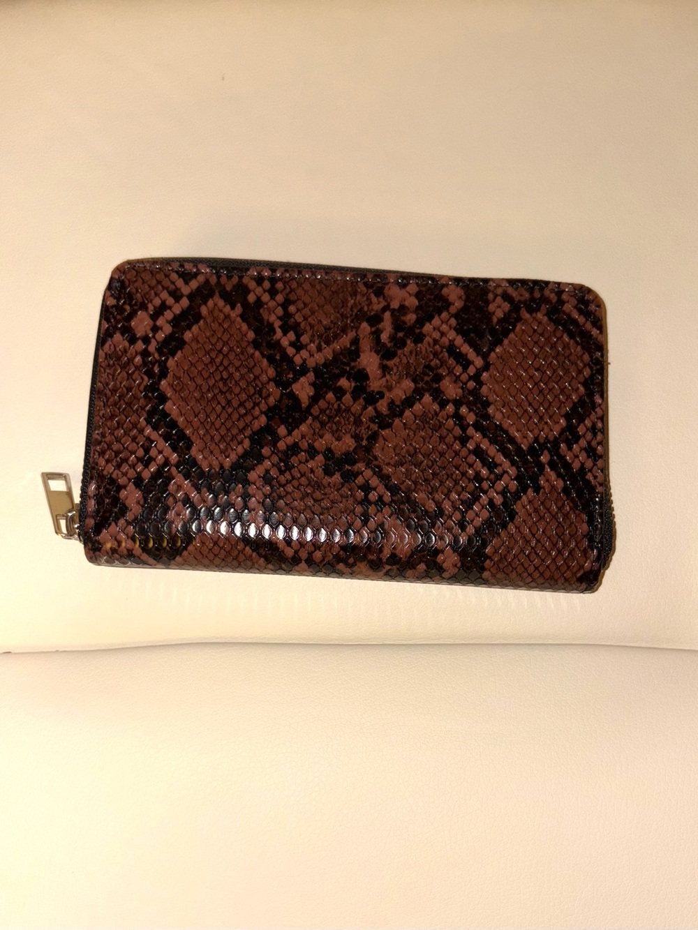 Lolita Brown Snake-Print Zip Wallet